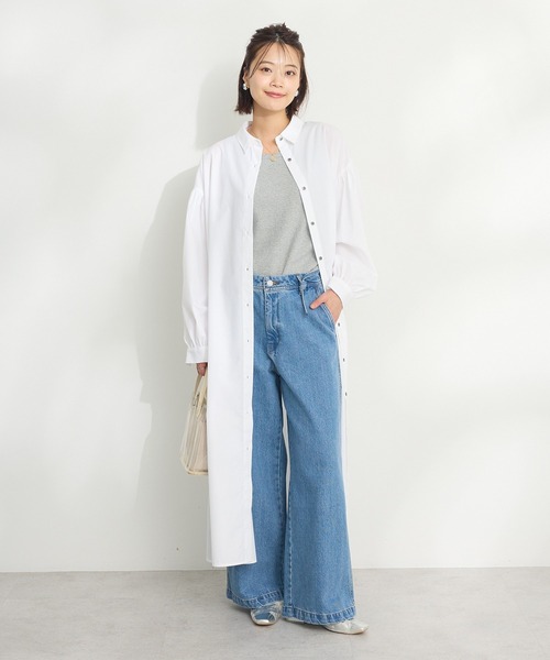 CRAFT STANDARD BOUTIQUE（クラフトスタンダードブティック）の「イージーケアシャツワンピース ◆（シャツワンピース・レディース・オフホワイト/ブルー系その他7/サックスブルー・FREE）」の8枚目の写真