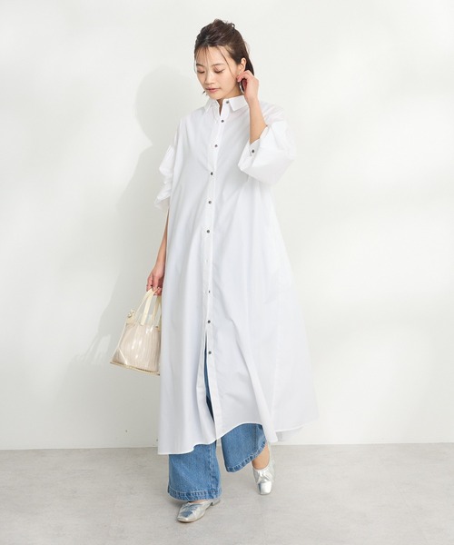 CRAFT STANDARD BOUTIQUE（クラフトスタンダードブティック）の「イージーケアシャツワンピース ◆（シャツワンピース・レディース・オフホワイト/ブルー系その他7/サックスブルー・FREE）」の7枚目の写真