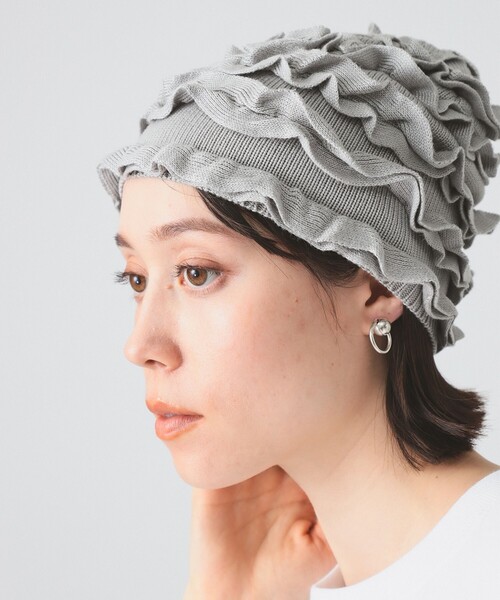 Ray BEAMS（レイビームス）の「フリル ニット ビーニー（ニットキャップ/ビーニー・レディース・ナチュラル/グレー・ONE SIZE）」の4枚目の写真