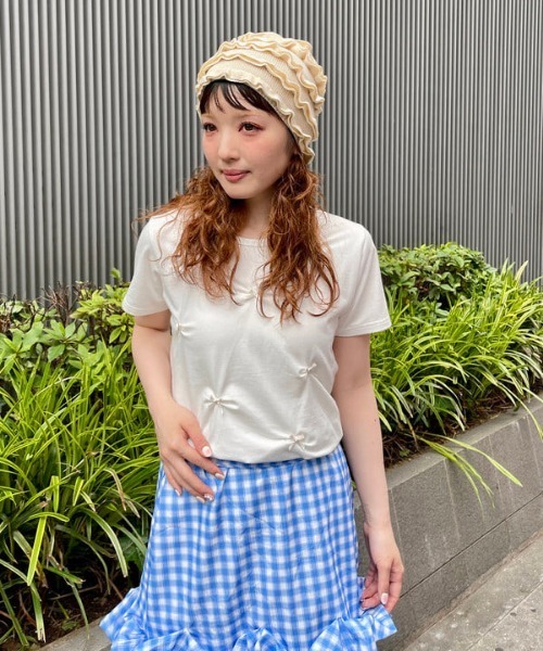 Ray BEAMS（レイビームス）の「フリル ニット ビーニー（ニットキャップ/ビーニー・レディース・ナチュラル/グレー・ONE SIZE）」の14枚目の写真