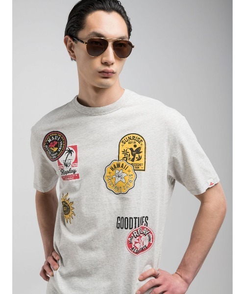 REPLAY(リプレイ)の「リラックスフィット HAWAIANパッチプリントTシャツ(Tシャツ/カットソー・メンズ・ミント/ミックスグレー・LARGE/X-LARGE/SMALL/MEDIUM)」の4枚目の写真