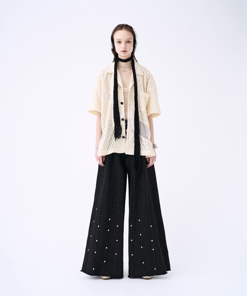 seyto サイズ1 / スタッズピンストライプワイドフレアデニムパンツ seyto（セイト）の「Studs pin stripe wide flare denim pants