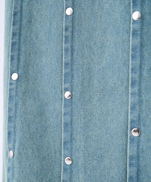 seyto スタッズピンストライプワイドフレアデニムパンツ Studs pin stripe wide flare denim pants / スタッズピン