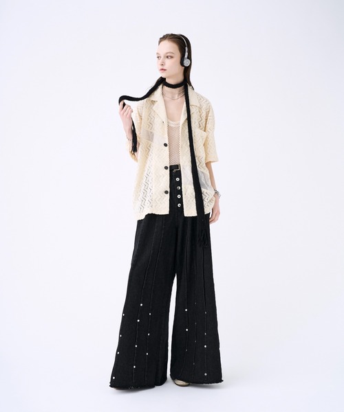 seyto（セイト）の「Studs pin stripe wide flare denim pants / スタッズピンストライプワイドフレアデニムパンツ（デニムパンツ・メンズ・グレー/ブラック/ブルー・2/1/0/3）」の18枚目の写真