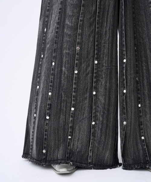 seyto サイズ1 / スタッズピンストライプワイドフレアデニムパンツ Studs pin stripe wide flare denim pants / スタッズピン