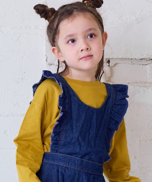 Life Support Products（ライフサポートプロダクツ）の「【COTTON from U.S.A】デニム3wayフリルサロペット（サロペット/オーバーオール・キッズ・ネイビー/ストライプ/キナリ・80/90/95/100/110/120/130/140/150/160）」の17枚目の写真