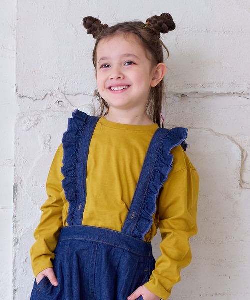 Life Support Products（ライフサポートプロダクツ）の「【COTTON from U.S.A】デニム3wayフリルサロペット（サロペット/オーバーオール・キッズ・ネイビー/ストライプ/キナリ・80/90/95/100/110/120/130/140/150/160）」の21枚目の写真