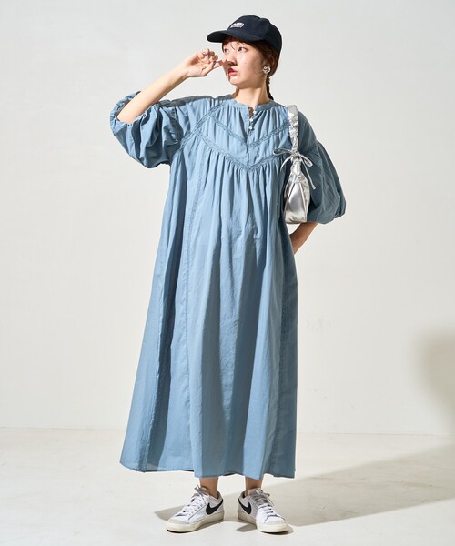 FREAK'S STORE(フリークスストア)の「限定展開 インド ハシゴレース 切替 ワンピース(ワンピース・レディース・ブラック/ライトピンク/ブルー/イエロー/オフホワイト/ネイビー・SMALL/MEDIUM)」の4枚目の写真