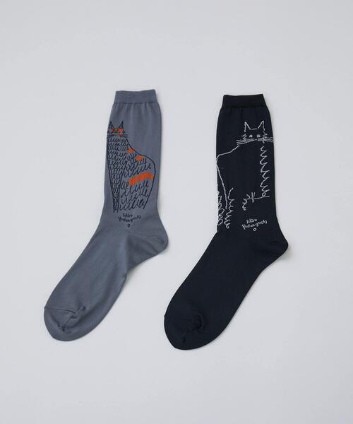 conges payes ADIEU TRISTESSE(コンジェ ペイエ アデュートリステス)の「ichiro yamaguchi. NEKOソックス(ソックス/靴下・レディース・ライトグレー/ブラック・FREE)」の3枚目の写真