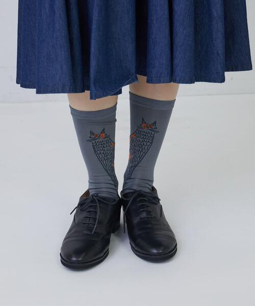 conges payes ADIEU TRISTESSE(コンジェ ペイエ アデュートリステス)の「ichiro yamaguchi. NEKOソックス(ソックス/靴下・レディース・ライトグレー/ブラック・FREE)」の4枚目の写真
