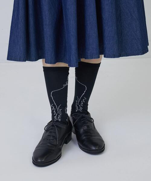 conges payes ADIEU TRISTESSE(コンジェ ペイエ アデュートリステス)の「ichiro yamaguchi. NEKOソックス(ソックス/靴下・レディース・ライトグレー/ブラック・FREE)」の6枚目の写真