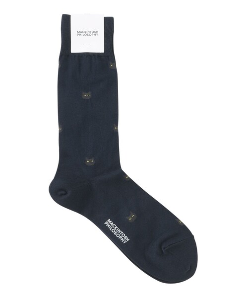 MACKINTOSH PHILOSOPHY（ﾏｯｷﾝﾄｯｼｭ ﾌｨﾛｿﾌｨｰ）の「キャット カジュアルソックス（ソックス/靴下・メンズ・グレー系その他/ブラック/ダークネイビー・FREE）」の3枚目の写真