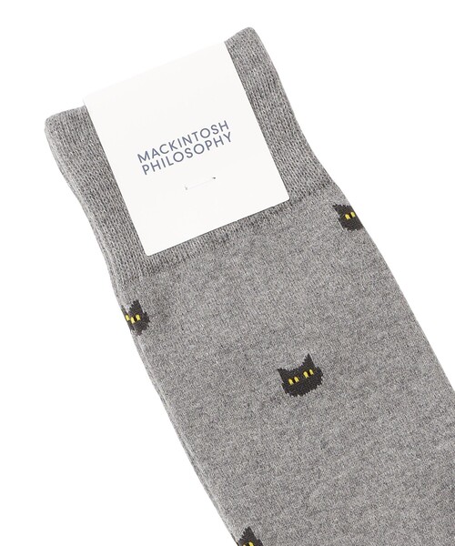 MACKINTOSH PHILOSOPHY（ﾏｯｷﾝﾄｯｼｭ ﾌｨﾛｿﾌｨｰ）の「キャット カジュアルソックス（ソックス/靴下・メンズ・グレー系その他/ブラック/ダークネイビー・FREE）」の8枚目の写真