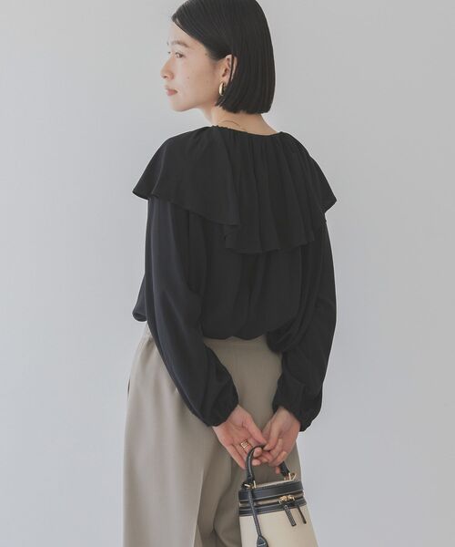 AMERICAN HOLIC（アメリカンホリック）の「サラックール衿フリルラグランブラウス（シャツ/ブラウス・レディース・ブラック/アイボリー・L/M）」の12枚目の写真