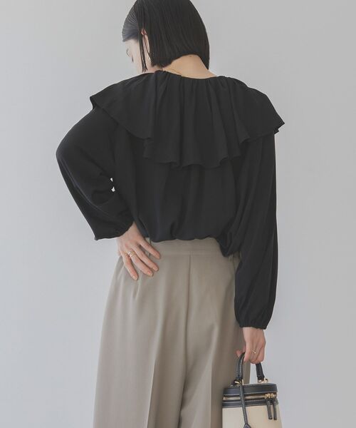 AMERICAN HOLIC（アメリカンホリック）の「サラックール衿フリルラグランブラウス（シャツ/ブラウス・レディース・ブラック/アイボリー・L/M）」の13枚目の写真