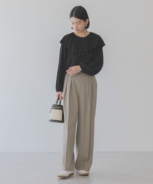 AMERICAN HOLIC（アメリカンホリック）の「サラックール衿フリルラグランブラウス（シャツ/ブラウス・レディース・ブラック/アイボリー・L/M）」の14枚目の写真