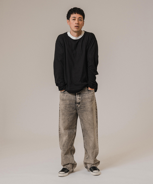 EDIFICE（エディフィス）の「E.14ゲージ ルーズネック ニット（ニット/セーター・メンズ・パープル/ベージュ/ブラック/ブルー系その他・LARGE/MEDIUM）」の7枚目の写真