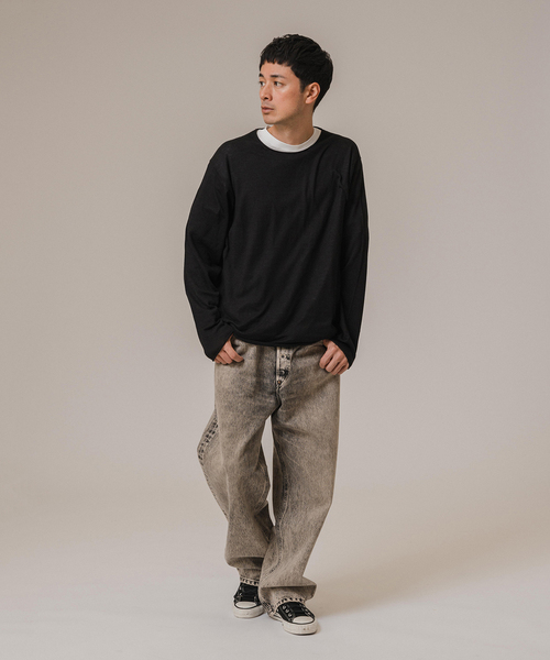 EDIFICE（エディフィス）の「E.14ゲージ ルーズネック ニット（ニット/セーター・メンズ・パープル/ベージュ/ブラック/ブルー系その他・LARGE/MEDIUM）」の8枚目の写真