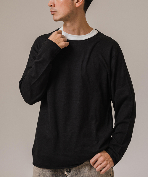 EDIFICE（エディフィス）の「E.14ゲージ ルーズネック ニット（ニット/セーター・メンズ・パープル/ベージュ/ブラック/ブルー系その他・LARGE/MEDIUM）」の9枚目の写真