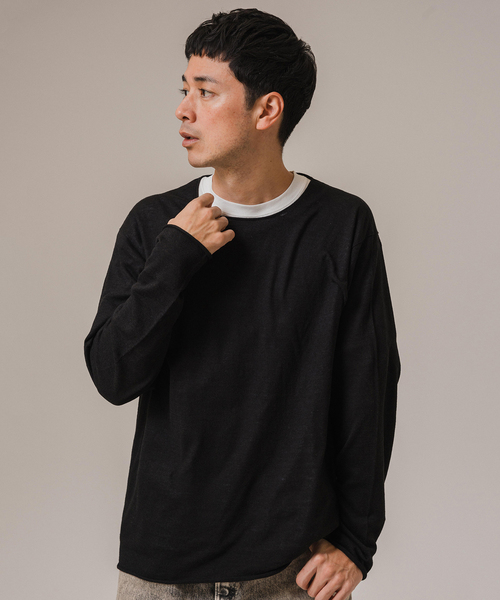 EDIFICE（エディフィス）の「E.14ゲージ ルーズネック ニット（ニット/セーター・メンズ・パープル/ベージュ/ブラック/ブルー系その他・LARGE/MEDIUM）」の10枚目の写真