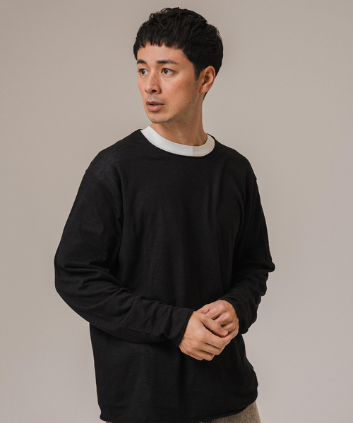 EDIFICE（エディフィス）の「E.14ゲージ ルーズネック ニット（ニット/セーター・メンズ・パープル/ベージュ/ブラック/ブルー系その他・LARGE/MEDIUM）」の13枚目の写真