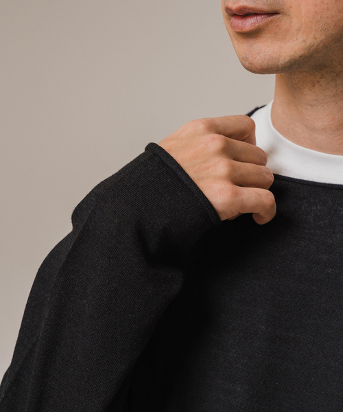 EDIFICE（エディフィス）の「E.14ゲージ ルーズネック ニット（ニット/セーター・メンズ・パープル/ベージュ/ブラック/ブルー系その他・LARGE/MEDIUM）」の15枚目の写真