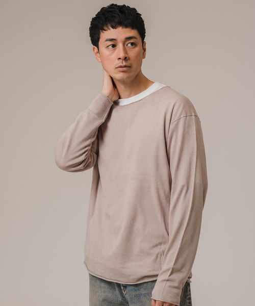 EDIFICE（エディフィス）の「E.14ゲージ ルーズネック ニット（ニット/セーター・メンズ・パープル/ベージュ/ブラック/ブルー系その他・LARGE/MEDIUM）」の22枚目の写真