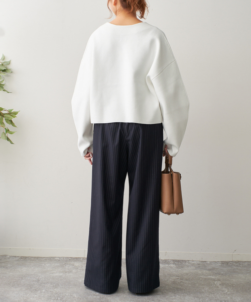 Spick & Span(スピックアンドスパン)の「Vネックニットジャケット(カーディガン/ボレロ・レディース・ネイビー/ホワイト・FREE)」の16枚目の写真