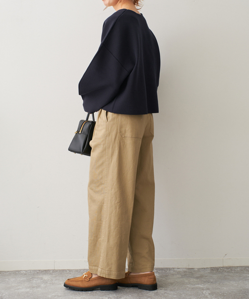 Spick & Span(スピックアンドスパン)の「Vネックニットジャケット(カーディガン/ボレロ・レディース・ネイビー/ホワイト・FREE)」の9枚目の写真