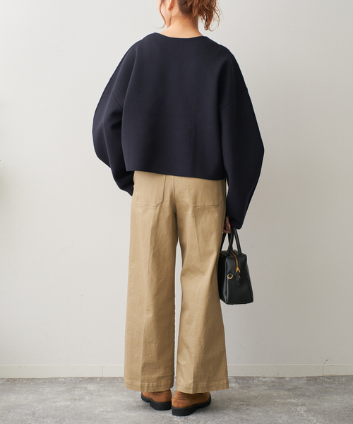 Spick & Span(スピックアンドスパン)の「Vネックニットジャケット(カーディガン/ボレロ・レディース・ネイビー/ホワイト・FREE)」の10枚目の写真