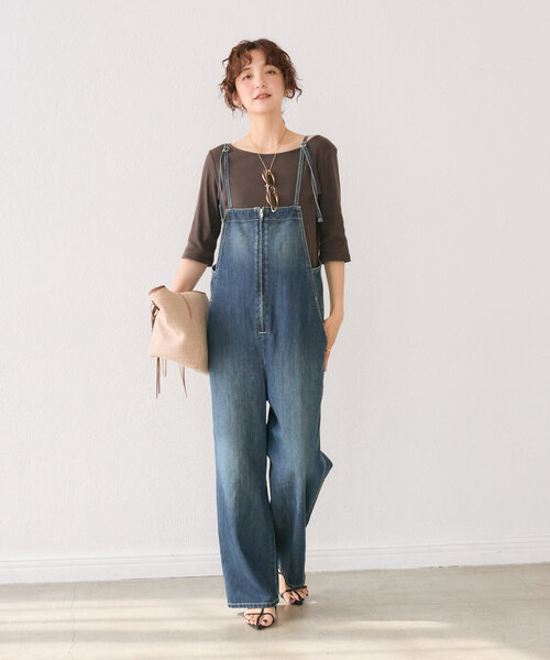 RIVE DROITE(リヴドロワ)の「【全骨格着やせ】2wayテレコTシャツ(Tシャツ/カットソー・レディース・グレー/ブラック/ライトベージュ/ブラウン/オフホワイト・FREE)」の8枚目の写真