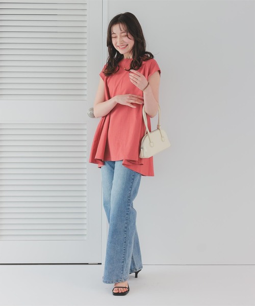 titivate(ティティベイト)の「汗染み防止バックフレアTシャツ(Tシャツ/カットソー・レディース・ブラウン/ライトグリーン/ホワイト/チャコール/ブラック/ローズ・S/M)」の13枚目の写真