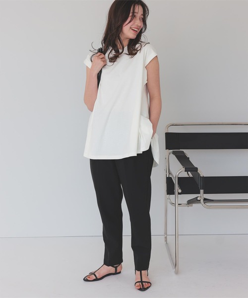 titivate(ティティベイト)の「汗染み防止バックフレアTシャツ(Tシャツ/カットソー・レディース・ブラウン/ライトグリーン/ホワイト/チャコール/ブラック/ローズ・S/M)」の8枚目の写真