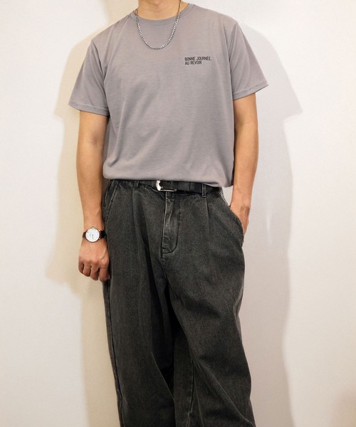 Burner（バーナー）の「【GROOVY STORE】ミニロゴTシャツ　吸水速乾 UVカット（Tシャツ/カットソー・メンズ・ブラック/ブラック系その他2/グレイッシュベージュ/オリーブ/オフホワイト/ブラック系その他3/ブルー/スミクロ/ミント/ネイビー/ホワイト/サーモンピンク・M/L/LL）」の7枚目の写真