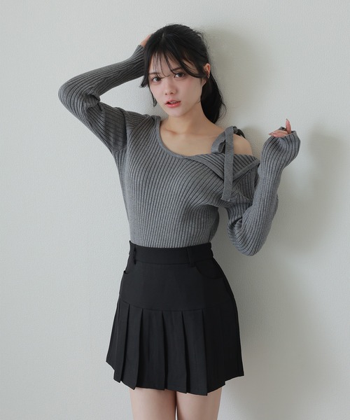 waist ribbon mini skirt/ウエストリボンミニスカート（スカート