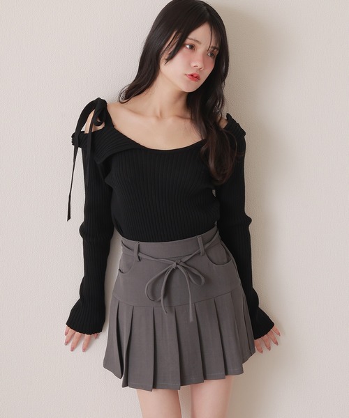 waist ribbon mini skirt/ウエストリボンミニスカート（スカート