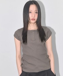A'GEM/9 × .kom 『 FANCY CLUB/ファンシークラブ』 SIDE BUCKLE RIBBED TEE/サイドバックル リブ TEE