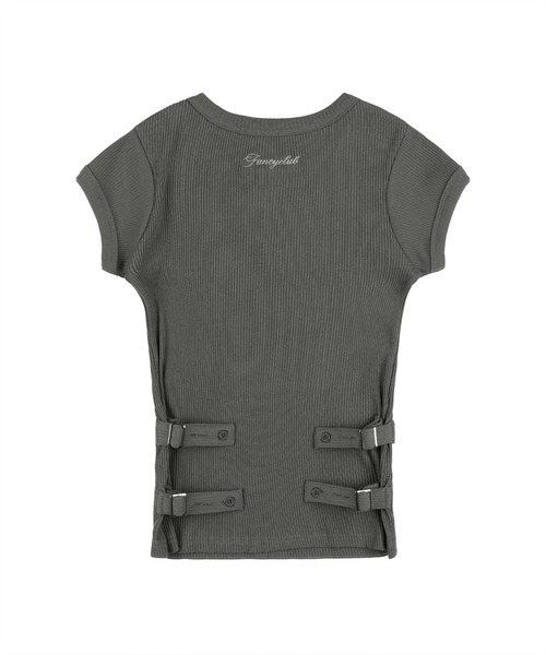 tシャツ A'GEM/9 × .kom 「 FANCY CLUB/ファンシークラブ」 SIDE BUCKLE RIBBED TEE/サイドバックル リ A'GEM/9 × .kom 『 FANCY CLUB/ファンシークラブ』 SIDE BUCKLE