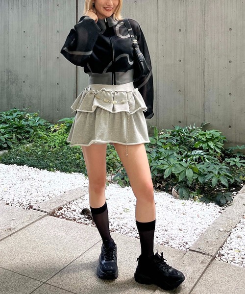 SPIRALGIRL（スパイラルガール）の「ラインアートシアーブルゾン（ブルゾン・レディース・ブラック/ホワイト・FREE）」の19枚目の写真