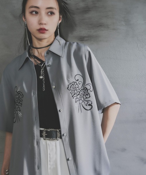 HARE　トロミシシュウミドルシャツ セール】【SET UP対応 イージーケア】TOROMIシシュウシャツSS