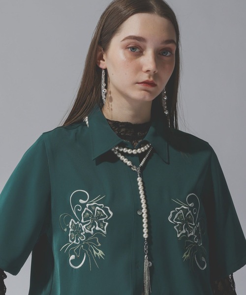 HARE(ハレ)の「トロミシシュウミドルシャツ(HARE)(シャツ/ブラウス・レディース・グリーン/ブラック/グレー/ブルー系その他/ホワイト・FREE)」の20枚目の写真