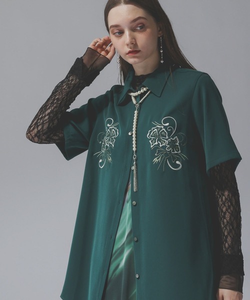 HARE(ハレ)の「トロミシシュウミドルシャツ(HARE)(シャツ/ブラウス・レディース・グリーン/ブラック/グレー/ブルー系その他/ホワイト・FREE)」の22枚目の写真