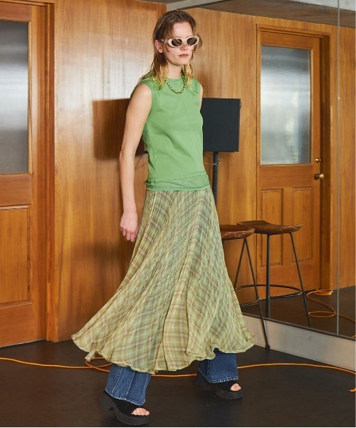 Circular Pleated Plaid Skirt/サーキュラープリーツチェック