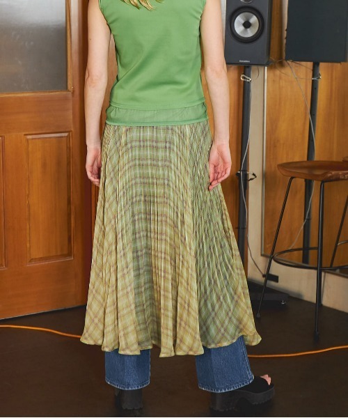 Circular Pleated Plaid Skirt/サーキュラープリーツチェック
