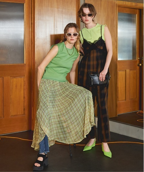 Circular Pleated Plaid Skirt/サーキュラープリーツチェック