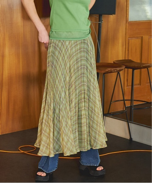 Circular Pleated Plaid Skirt/サーキュラープリーツチェック