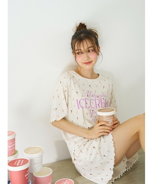 GELATO PIQUE　ジェラートピケ アイスクリーム柄　ルームウェア　部屋着 ジェラート ピケ「アイスクリーム」ルームウェア、“淡色