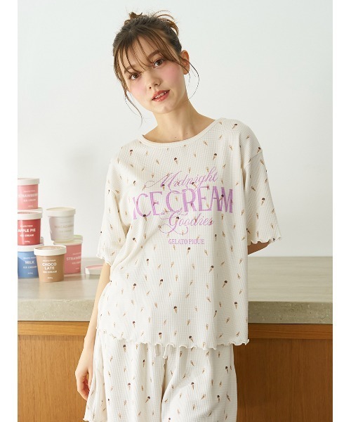 GELATO PIQUE ♡新品未使用♡パジャマ セール】【接触冷感】アイス柄ワッフルプルオーバー（ルーム
