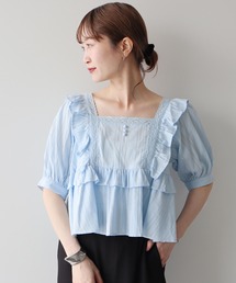 earth music&ecology | パフスリーブコットンフリルブラウス(シャツ/ブラウス)