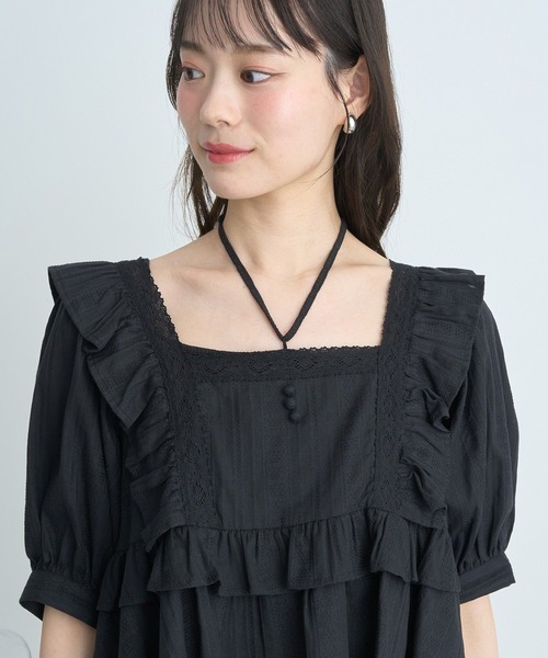 earth music&ecology（アースミュージックアンドエコロジー）の「パフスリーブコットンフリルブラウス（シャツ/ブラウス・レディース・オフホワイト/サックスブルー/ブラック・FREE）」の21枚目の写真